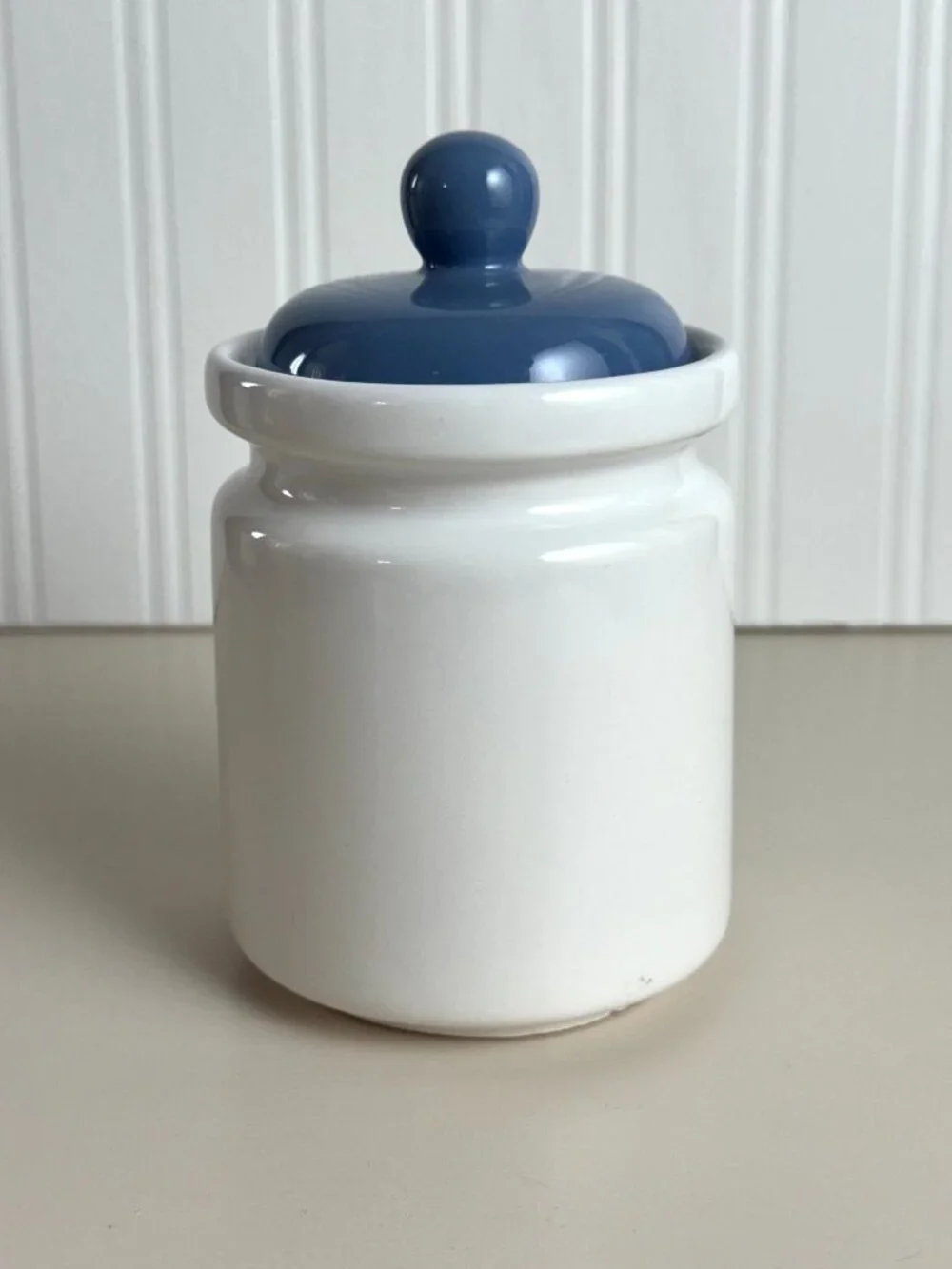 Vtg 90s Jay Ceramic Coffee & Tea Canisters Jars Blue & White Floral Cottagecore
